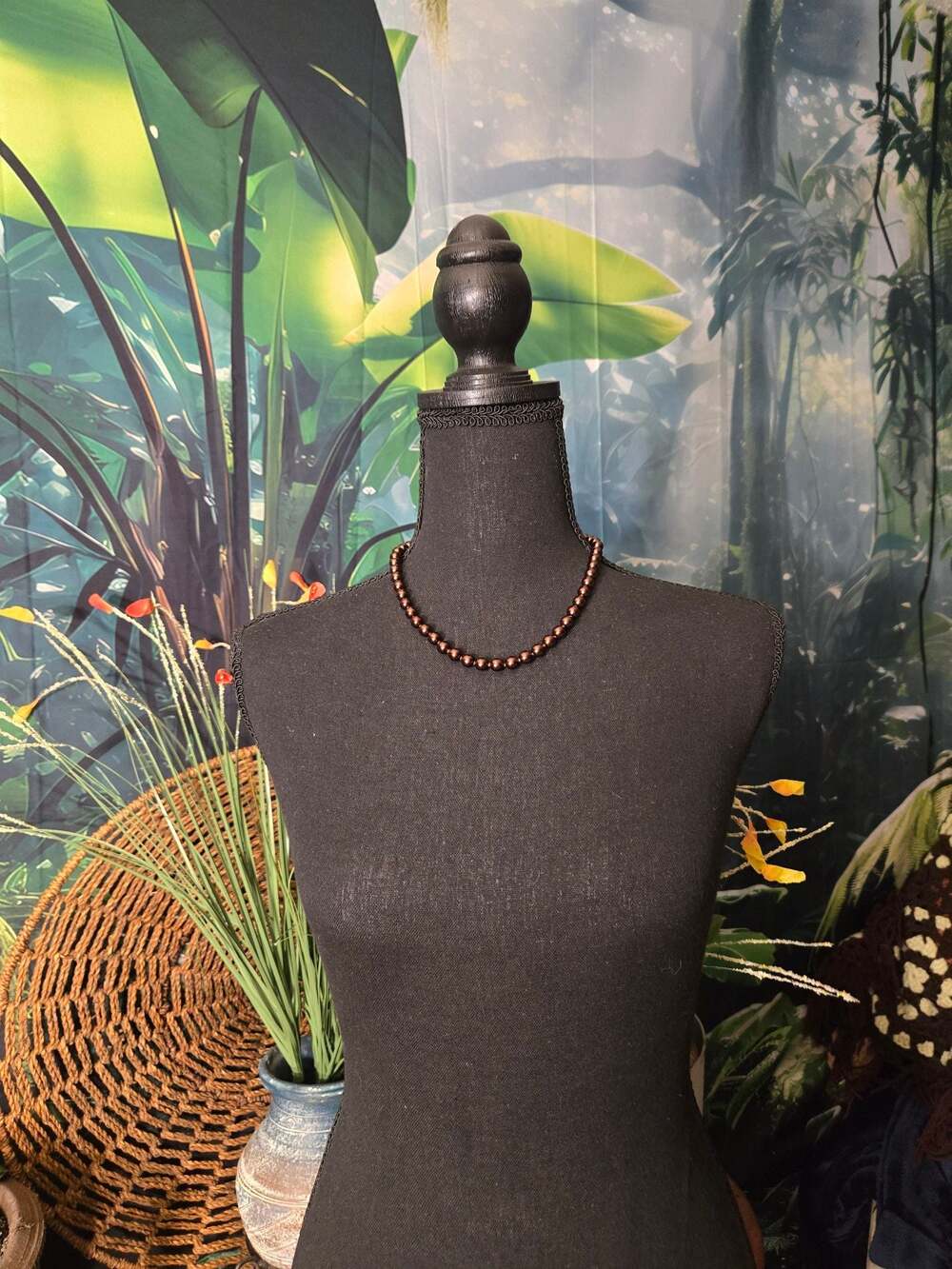 VTG Chocolate Brown Pearl Strand Necklace with Gold-Tone Filigree Clasp